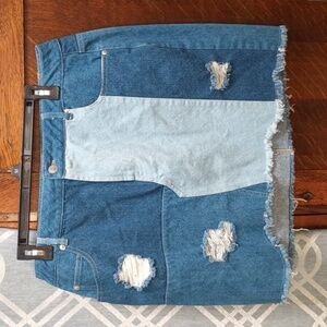 H3-1 patchwork denim miniskirt 14
